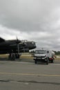 Avro Lancaster with refuelling truck at Farnborough Royalty Free Stock Photo