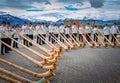 Ensemble of Swiss alphorn alpenhorn, alpine horn blowers