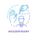 Avulsion injury, finger deprivation concept icon