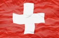 Switzerland flag on a wavy background. W