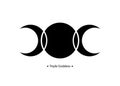 Triple Moon Religious wiccan sign. Wicca logo Neopaganism symbol, Triple Goddess icon tattoo, Goddess of the Moon, the Earth Royalty Free Stock Photo