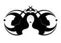 Wiccan woman icon, Triple goddess symbol of moon phases. Hekate, mythology, Wicca, witchcraft. Triple Moon Religious Wiccan sign