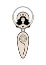 Spiral goddess of fertility and triple moon Wiccan. The spiral cycle of life, death and rebirth. Woman Wicca mother earth symbol
