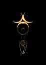 Gold spiral goddess of fertility and triple moon Wiccan. The spiral cycle of life, death and rebirth. Golden Woman Wicca mother Royalty Free Stock Photo