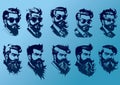 Man mustache beard sunglasses Vintage sketch vector illustration Royalty Free Stock Photo