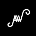 AW letter logo design on black background. AW creative initials letter logo concept. aw letter design. AW white letter design on Royalty Free Stock Photo
