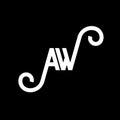 AW letter logo design on black background. AW creative initials letter logo concept. aw letter design. AW white letter design on Royalty Free Stock Photo
