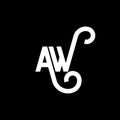 AW letter logo design on black background. AW creative initials letter logo concept. aw letter design. AW white letter design on Royalty Free Stock Photo