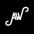 AW letter logo design on black background. AW creative initials letter logo concept. aw letter design. AW white letter design on Royalty Free Stock Photo