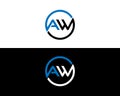 AW and WA letter logo icon design template