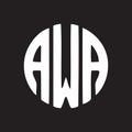 AWA letter logo design on black background.AWA creative initials letter logo concept.AWA letter design