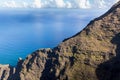 Awaawapuhi trail end on cliff above Na Pali coast on Kauai Royalty Free Stock Photo