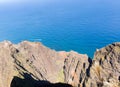 Awaawapuhi trail end on cliff above Na Pali coast on Kauai Royalty Free Stock Photo