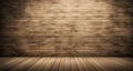 Awaiting the spotlight - Empty stage with wooden floor and wall Royalty Free Stock Photo