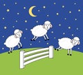 Awake at night. Counting sheep. Insomnia illustration. Royalty Free Stock Photo