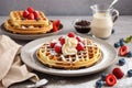 Traditional belgian waffles for sweet breakfast