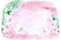 Awakening of nature watercolor art, spring illustration, flowering snowdrops, light pink colors Royalty Free Stock Photo