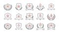 Award and Achievement Vector Badges Set with Shields, Stars, and Torches Royalty Free Stock Photo