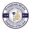 Award badge with bilingual text: Employee of the year written in Spanish and English