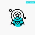 Award, Award Badge, Award Ribbon, Badge turquoise highlight circle point Vector icon Royalty Free Stock Photo