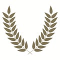 Award branches of bay leaves glyph icon vector illustration. Silhouette of Greek or Roman laurel wreath for honor