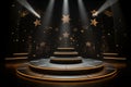 Award Celebration on Black Background with Lighting, Stage Podium Scene Royalty Free Stock Photo