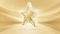 Award ceremony background with 3d gold star element and glitter light effect decoration