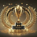 Award Ceremony 3D Trophy with Golden Background Texture Royalty Free Stock Photo