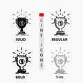 award, cup, prize, reward, victory Icon in Thin, Regular, Bold Line and Glyph Style. Vector illustration