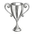 Award cup trophy hand drawn vector illustration realistic sketch