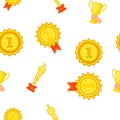 Award elemenrs pattern, cartoon style Royalty Free Stock Photo