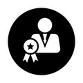 Award, employee, manager icon. Black vector graphics