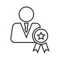 Award, employee, manager outline icon. Line art vector