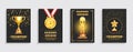Award Gold Trophy Posters Set Royalty Free Stock Photo