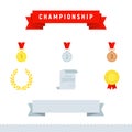 Award icons, championship set. Flat design style modern vector i Royalty Free Stock Photo