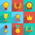 Award icons set colored