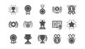 Award icons. Winner medal, Victory cup and Trophy reward. Classic icon set. Vector