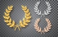 Award laurel set isolated on a transparent background. First, second and third place. Winner template. Symbol of victory