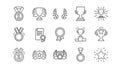 Award line icons. Winner medal, Victory cup and Trophy reward. Linear icon set. Vector Royalty Free Stock Photo