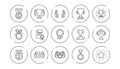 Award line icons. Winner medal, Victory cup and Trophy reward. Linear icon set. Vector