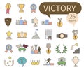 Award line icons. Winner\'s medal. Victory Cup and trophy prize. Achievements, linear icon set Royalty Free Stock Photo