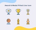 Award and medal filled line icon modern flat cartoon style Royalty Free Stock Photo