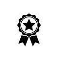 Award medal icon in flat style. Rosette symbol
