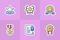 Award and medal icons set collection package blue isolated background with modern cartoon flat style Royalty Free Stock Photo