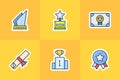 Award and medal icons set collection package isolated background with modern cartoon flat style Royalty Free Stock Photo