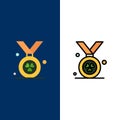 Award, Medal, Ireland Icons. Flat and Line Filled Icon Set Vector Blue Background