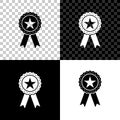 Award medal with star and ribbon icon isolated on black, white and transparent background. Winner achievement sign Royalty Free Stock Photo