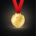 Award medals isolated on transparent background. Vector illustration of winner concept Royalty Free Stock Photo