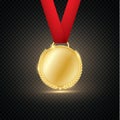 Award medals isolated on transparent background. Vector illustration of winner concept Royalty Free Stock Photo