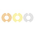 award medals. Winner medal gold bronze silver first place trophy champion honor best shiny circle ceremony prize, vector Royalty Free Stock Photo